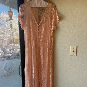 Blush lace maxi dress